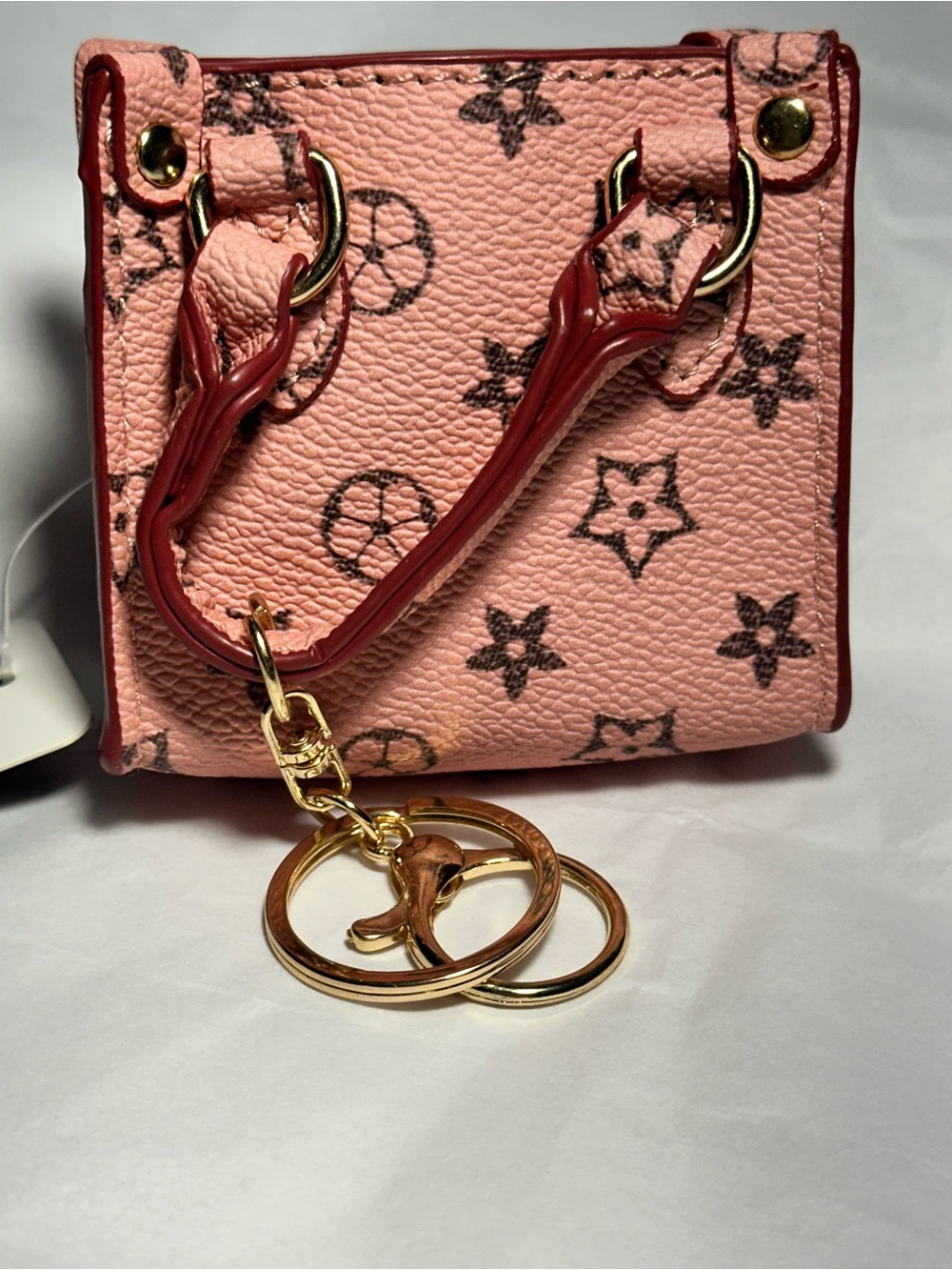 Pink Mini Tote Keychain with Gold Hardware